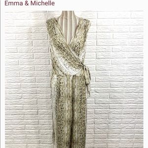 NEW! Snakeskin print wide leg crop jumpsuit S